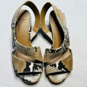 Aquatalia Women's Slingback Snake Print Sandal Multicolor Brown Black Size 5